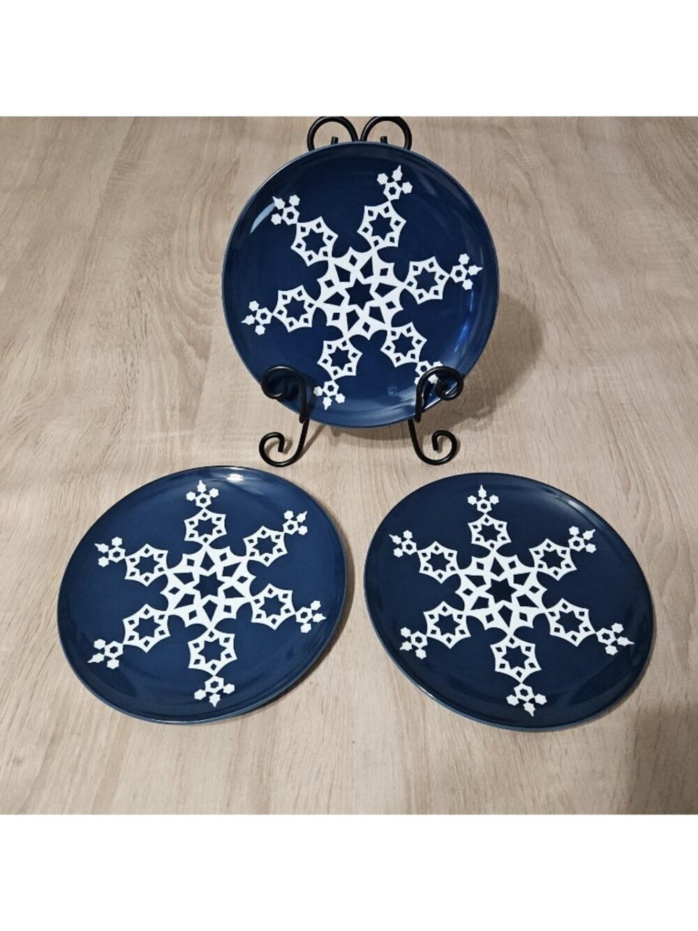 Noritake Colorwave Blue Snowflake Holiday Accent Salad Plates SET OF 3
